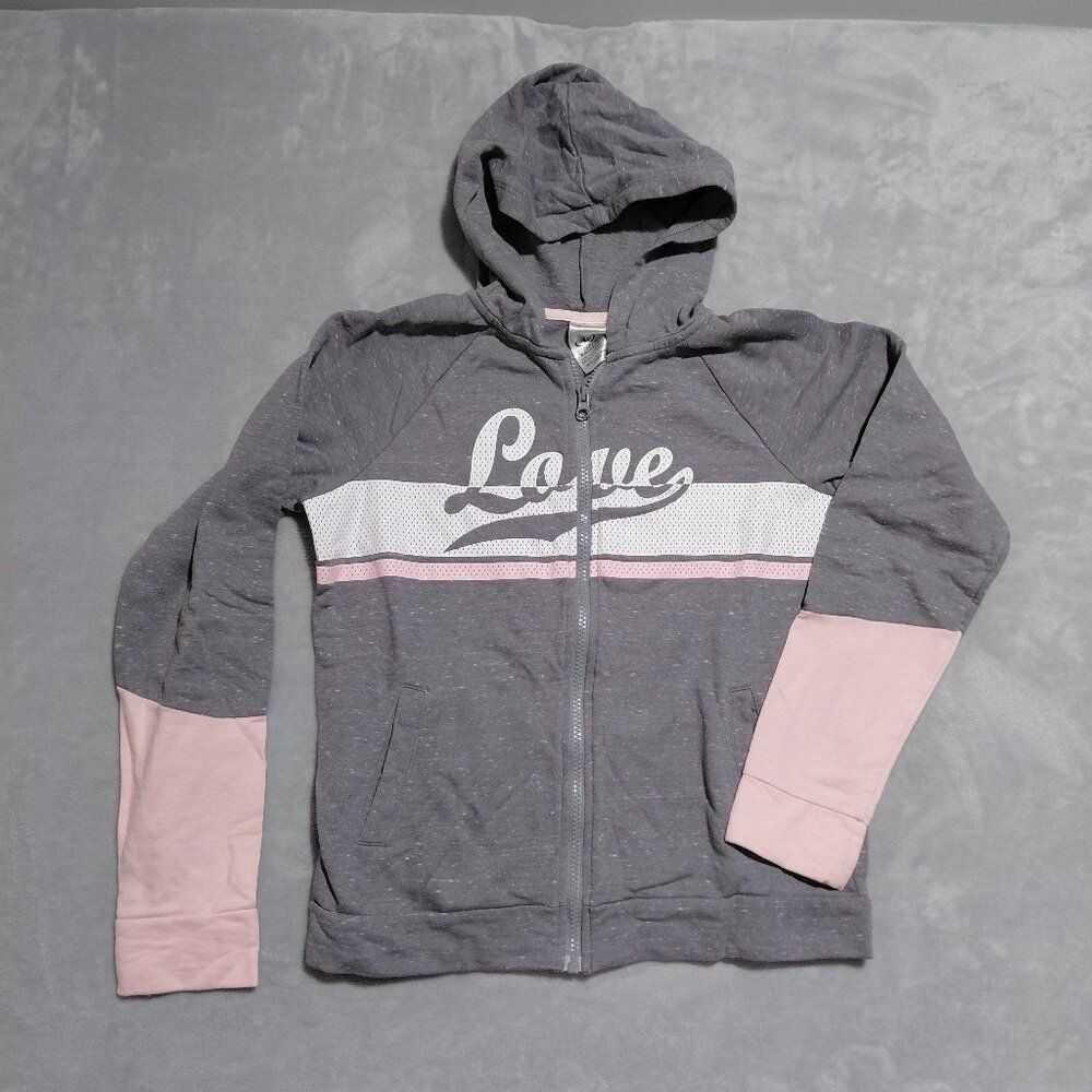 Athletic Works Girls Pink & Gray "Love" Hoodie Size XL (14-16)